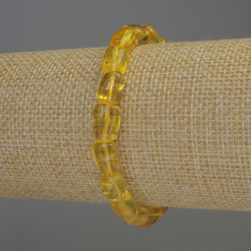 سوار من الكهرمان مصقول 8x8mm+-، طول 18cm+- مطاطي