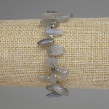 سوار اللابرادوريت مصقول بالدوران فراشة، قطر 10-18x5-6mm± خرز 3mm±، طول 18cm± مطاطي