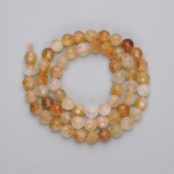 حبات سيترين كرة مفصّصة، قطر 6، 5mm+-على خيط، طول 38cm+