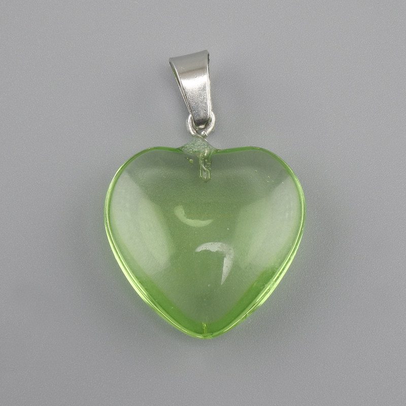 قلادة قلب زجاج ملون 20×20×6×30mm+