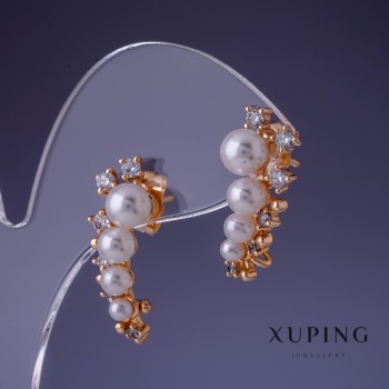 أقراط Xuping بلؤلؤ "مايوركا" 25x12mm "مطلية بالذهب 18K"