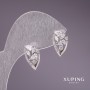 أقراط Xuping بأحجار بيضاء 9×15mm روديوم