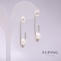 أقراط Xuping بلؤلؤ Mallorca أبيض 33x8mm روديوم