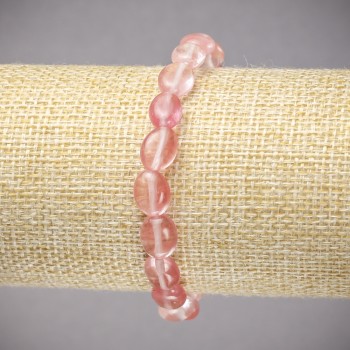 سوار مطاطي حجر طبيعي كالسيدون بيضاوي أملس، قطر 10x8mm+-، طول 18cm+