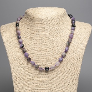 عقد تشارويت حجر طبيعي مصقول، قطر 12x8mm+-، طول 50cm+